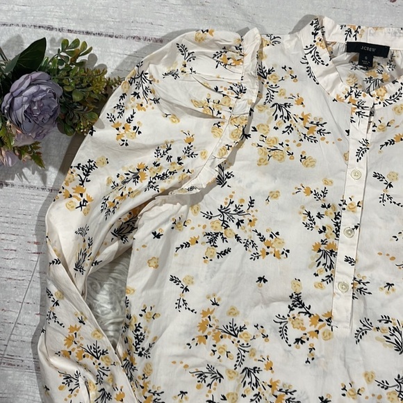 J. Crew Puff Sleeve Budding Floral Yellow Blouse - Picture 6 of 10